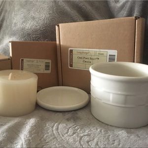 New Longaberger One Pint Salt Crock Set